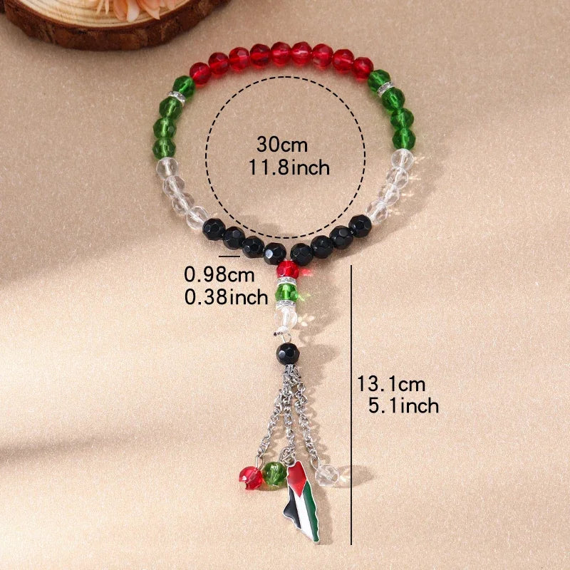 Palestinian Flag Tasbih Prayer Beads - Bracelet & Hanging Decor