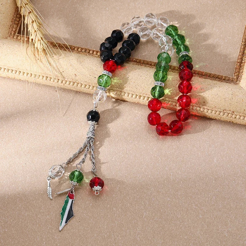 Palestinian Flag Tasbih Prayer Beads - Bracelet & Hanging Decor