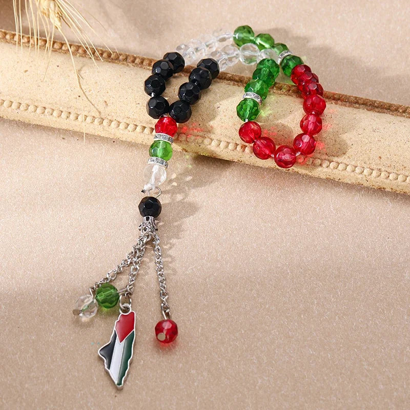 Palestinian Flag Tasbih Prayer Beads - Bracelet & Hanging Decor