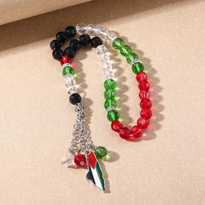 Palestinian Flag Tasbih Prayer Beads - Bracelet & Hanging Decor