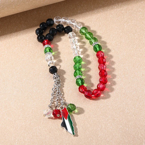 Palestinian Flag Tasbih Prayer Beads - Bracelet & Hanging Decor