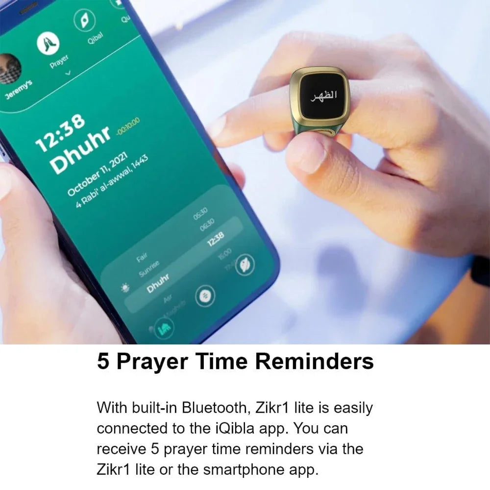 Smart Digital Tasbih Counter Ring with Prayer Reminders