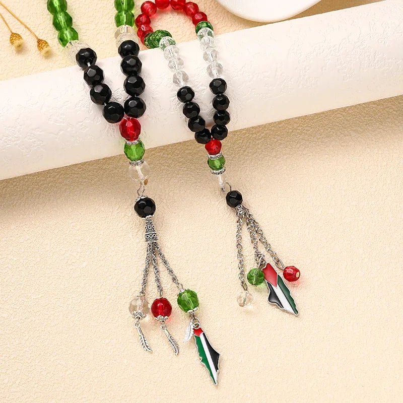 Palestinian Flag Tasbih Prayer Beads - Bracelet & Hanging Decor